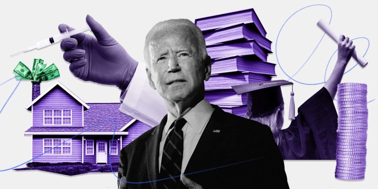 Photo Illustration: President Biden and images representing focuses of the Build Back Better Act