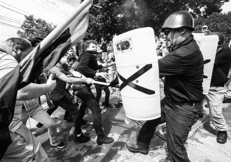 Clashes at the Unite the Right rally in Charlottesville, VA, August 12, 2017.