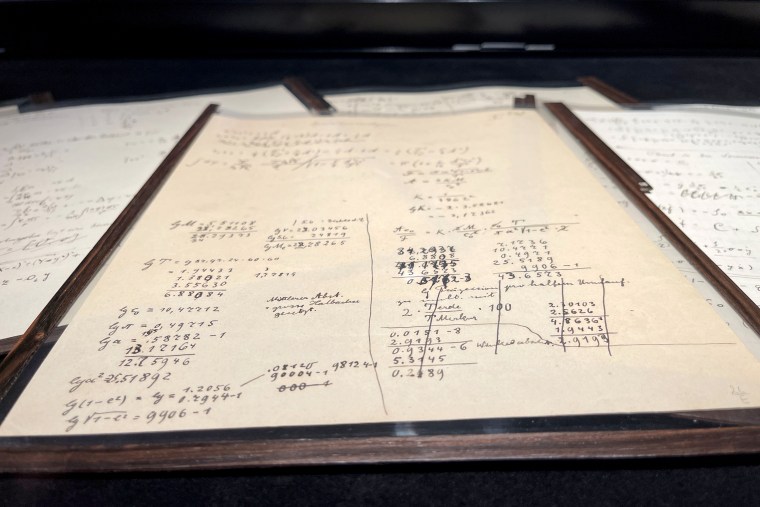 Image: The Einstein-Besso manuscript on display before its auction at Christie's auction house in Paris