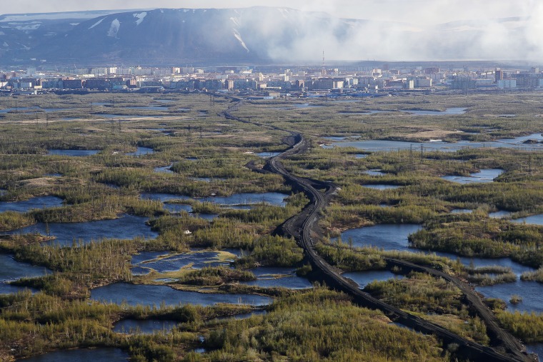 Image: An aerial view of Norilsk on June 6, 2020.