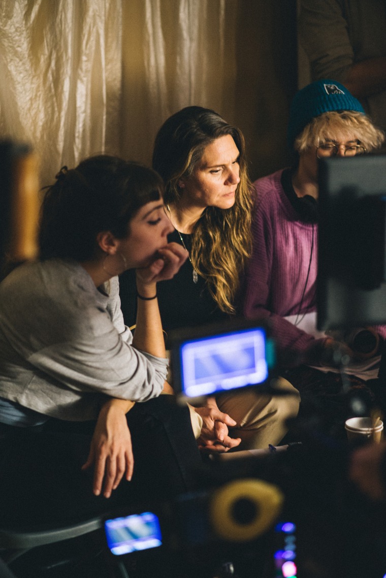 To give performers privacy when filming sex scenes, only the essential crew members remain on set. Lust, the assistant director and the intimacy coordinator supervise the scene from another room.