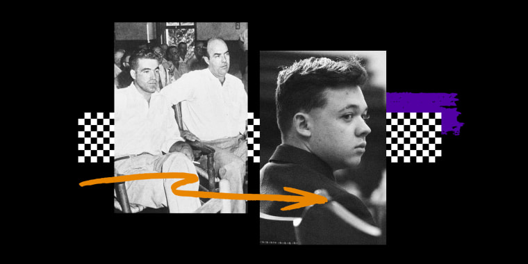 Photo Illustration: Emmett Till's killers, who were acquitted, and Kyle Rittenhouse, who was also acquitted after shooting two demonstrators