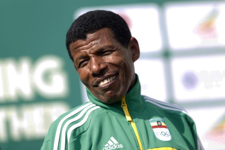 World-record holder Ethiopian athlete Haile Gebrselassie takes part in the 20th edition of Great Ethiopian Run in Addis Ababa on Jan. 10, 2021.