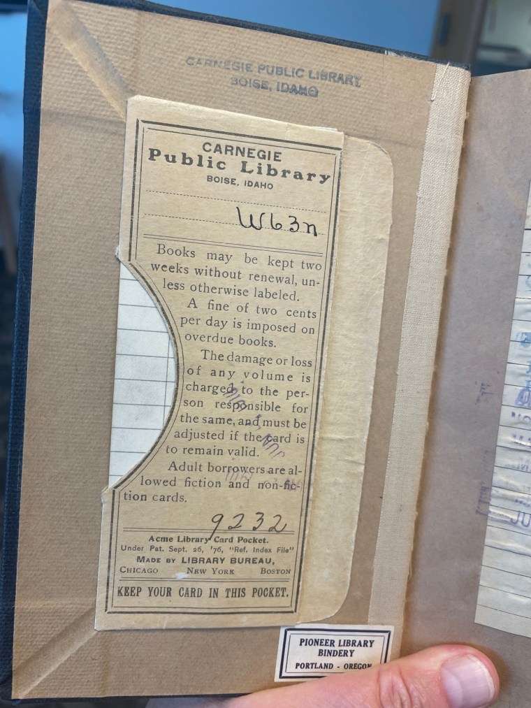 A copy of "New Chronicles of Rebecca," a 1907 book by Kate Douglas Wiggin, was recently returned anonymously to a Boise library 111 years after it was checked out.