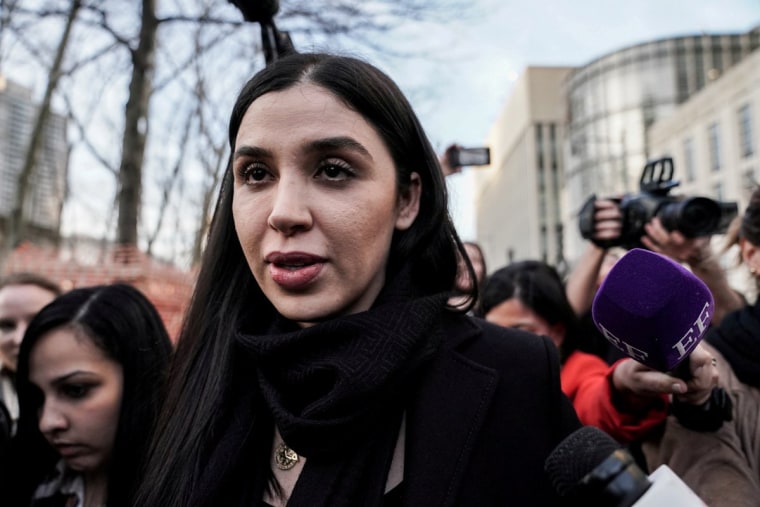 Emma Coronel Aispuro, the wife of Joaquin Guzman, the Mexican drug lord known as "El Chapo," exits the Brooklyn Federal Courthouse on Feb. 5, 2019.