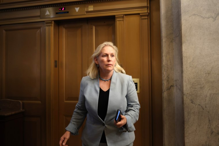 Sen. Kirsten Gillibrand, D-N.Y., walks in the Capitol on July 21, 2021.