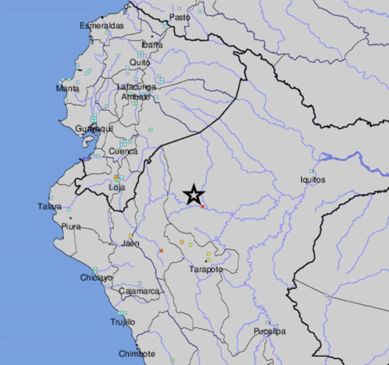 Image: USGS map shows the location of Sunday's earthquake in northern Peru.