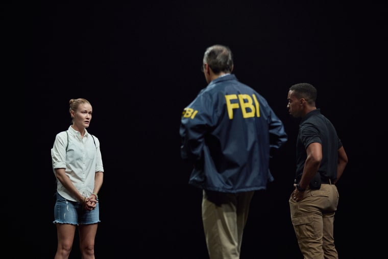 Emily Davis plays former intelligence specialist Reality Winner, while Will Cobbs and Pete Simpson play the FBI agents who question her about the leaked material.