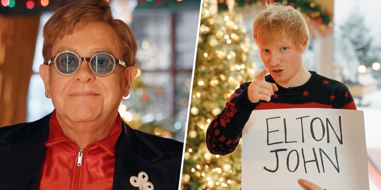 Elton John and Ed Sheeran took a cue from "Love Actually" to promote their new holiday single, "Merry Christmas." 