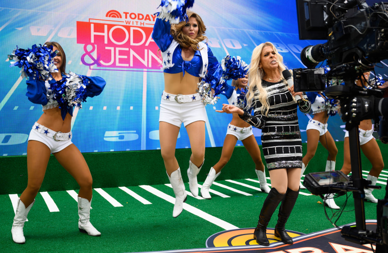 Jenna shows off her vertical as a Dallas Cowboys cheerleader.