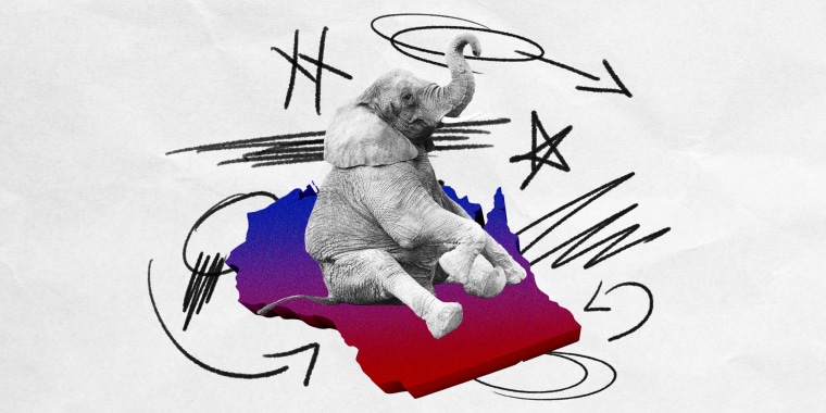 Photo Illustration: The GOP elephant sits on the state of Wisconsin