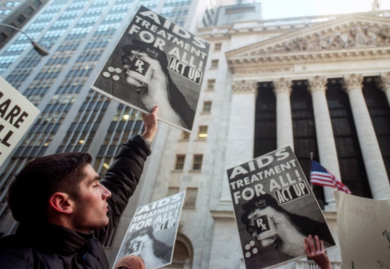 Protesters take to the streets of New York's financial district on March 24,1997.