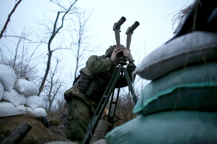 Ukrainian soldiers near Donetsk city