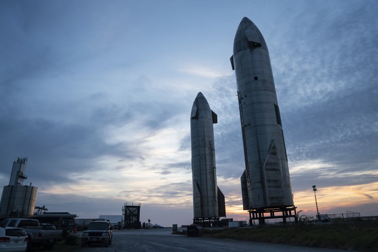 Image: Starship prototypes near Boca Chica Village in Brownsville, Texas on Dec. 5, 2021.