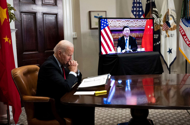 President Joe Biden meets virtually with President Xi Jinping of China at the White House on Monday, November 15.
