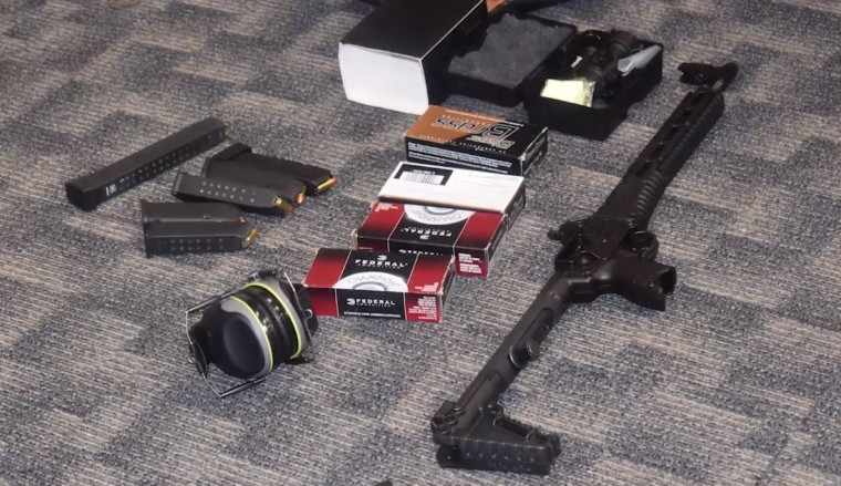 Guns seized by police after a student threatened a mass shooting at Embry-Riddle Aeronautical University in Daytona Beach, Fla.