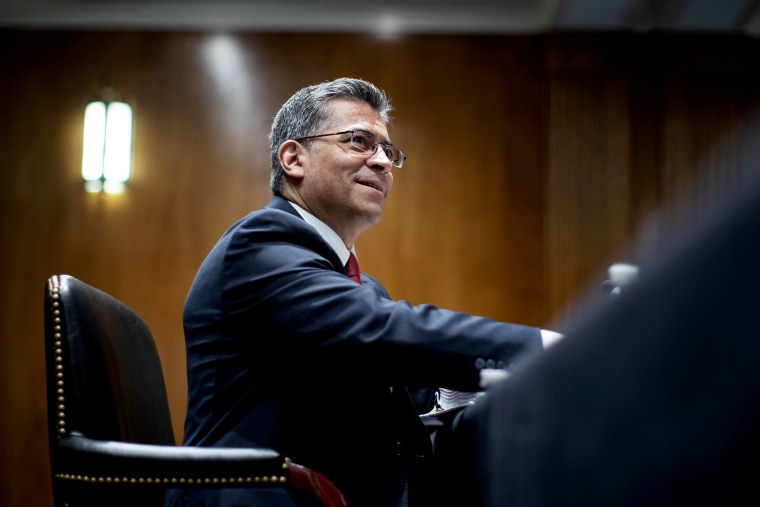 Health and Human Services Secretary Xavier Becerra during a Senate hearing on June 9.