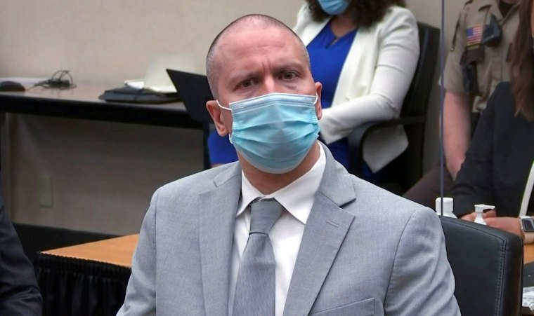 Former Minneapolis police officer Derek Chauvin listens to the judge announce his sentence on June 25, 2021.