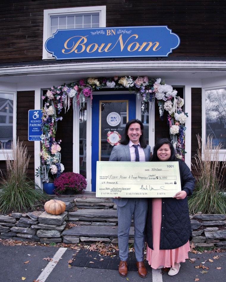 Jason Chang, director of UConn’s Asian and Asian American Studies Institute, and Khamla Vorasane, owner of BouNom Bakery.
