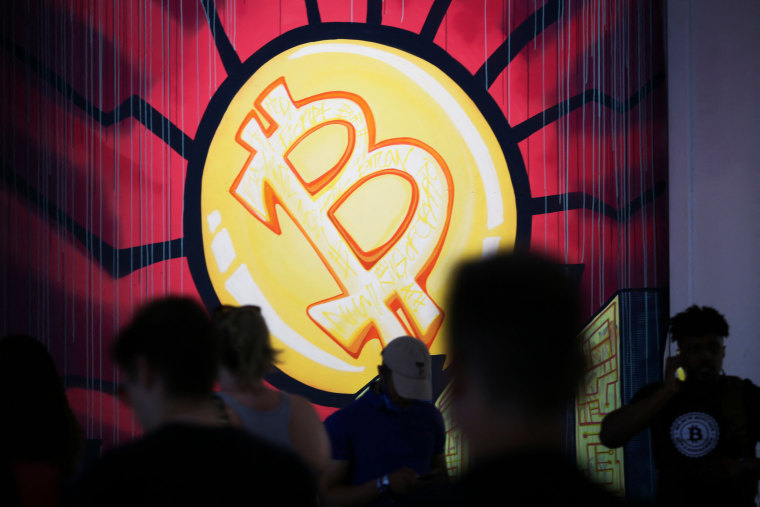 People attend the Bitcoin 2021 Convention in Miami on June 4, 2021.