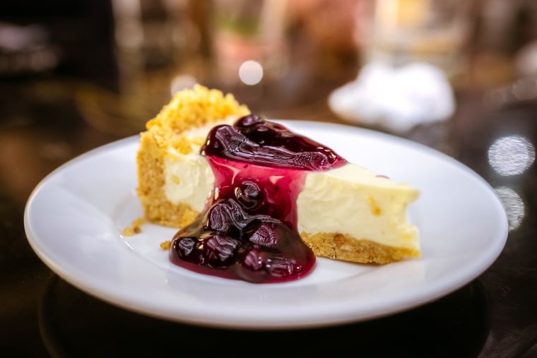 Slice of Blueberry cheesecake on a plate