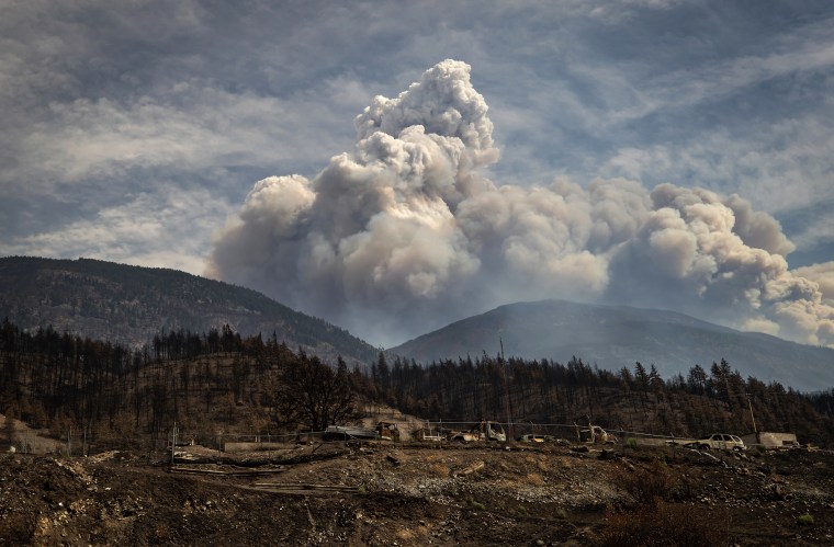 Image: The Lytton Creek wildfire in the mountains above Lytton, British Columbia, on Aug. 15, 2021.