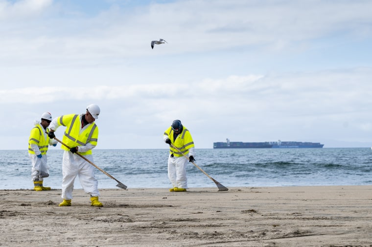 Oil Spill Beach Cleanup in Huntington Beach, CA