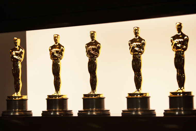 Oscars statuettes are on display backstage during the 92nd Annual Academy Awards on Feb. 9, 2020, in Hollywood, Calif.