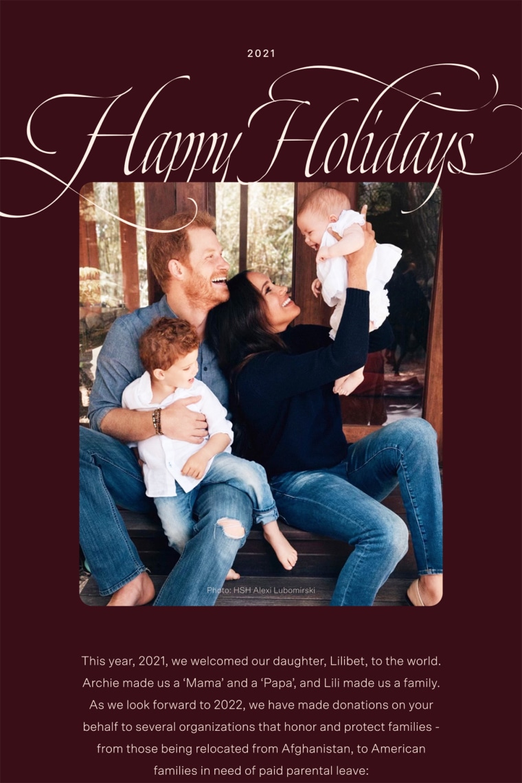 Prince Harry and Meghan offer first photo of their daughter in holiday card