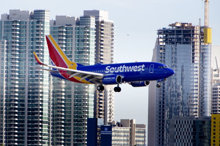 Southwest Boeing approaching airport