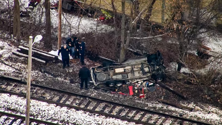 An Amtrak train hit a vehicle on the tracks near the station on Dec. 27, 2021 in Haverhill, Mass., leaving a man dead.