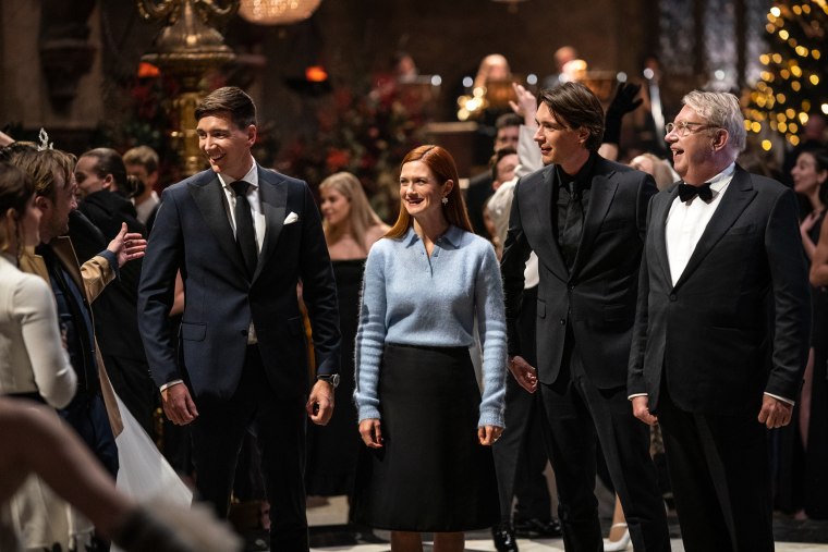 Oliver Phelps, Bonnie Wright, James Phelps and Mark Williams during "Harry Potter 20th Anniversary: Return to Hogwarts."