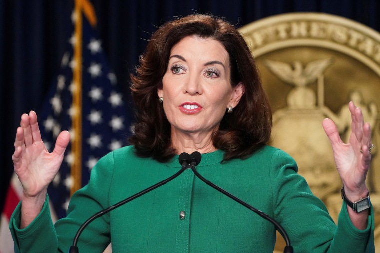 Image: New York Governor Kathy Hochul holds a news conference in New York City