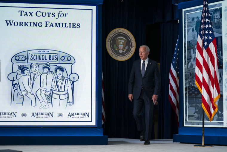 El presidente, Joe Biden, durante la presentación del programa de crédito fiscal por hijo, del que se benefician millones de familias en todo el país, el 15 de julio de 2021 en Washington.