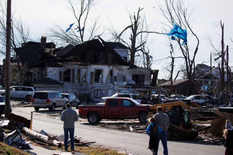 Vista general de viviendas afectadas en Mayfield, Kentucky.
