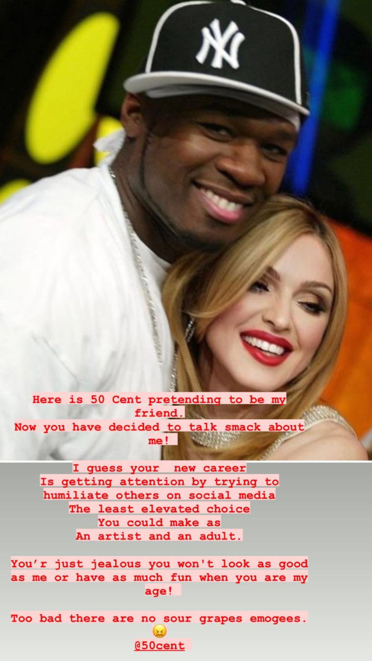 Madonna respondió a 50 Cent por burlarse de ella
