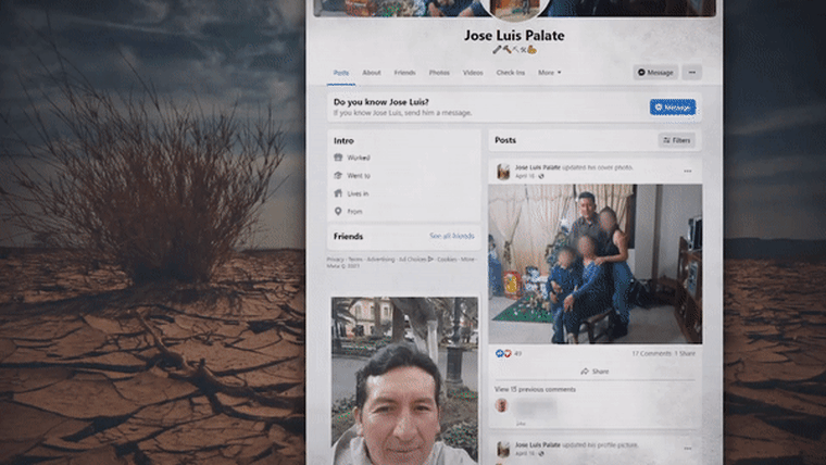 Las supuestas pruebas de vida usaban el perfil de José Luis Palate en varias fotos de su Facebook.