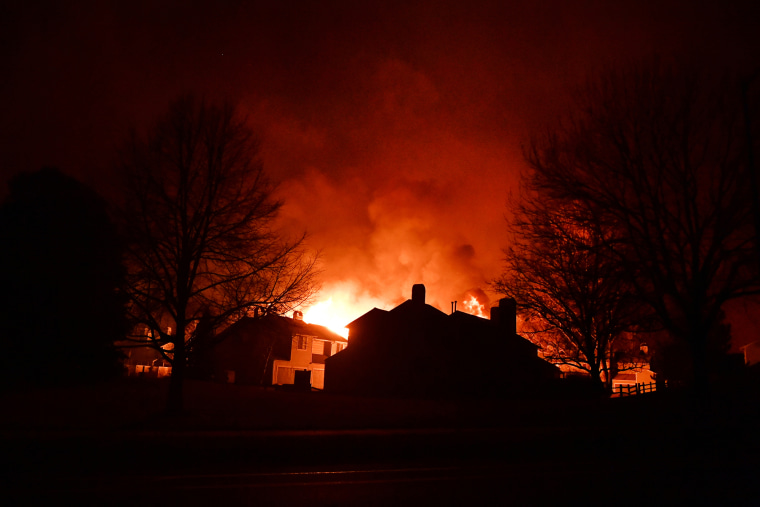 Shocking red skies above homes in Boulder County.