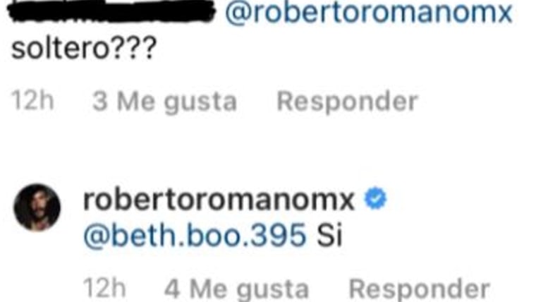 Comentario de Roberto Romano en su cuenta oficial de Instagram