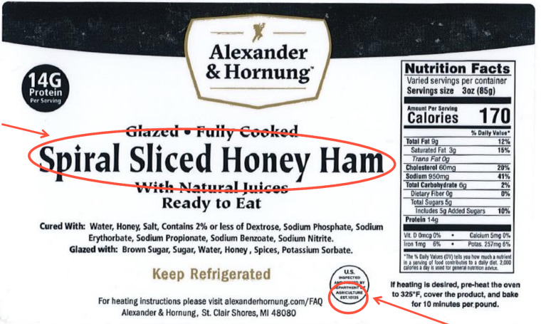 The affected 17 products, which were produced on various dates and shipped to retail locations nationwide, include smoked ham, pepperoni, bone-in ham steak and other pork products. 

