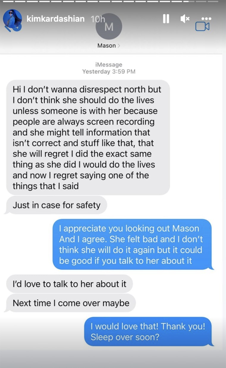 Mason Disick expressed concern after his 8-year-old cousin, North, went live on TikTok without asking permission.