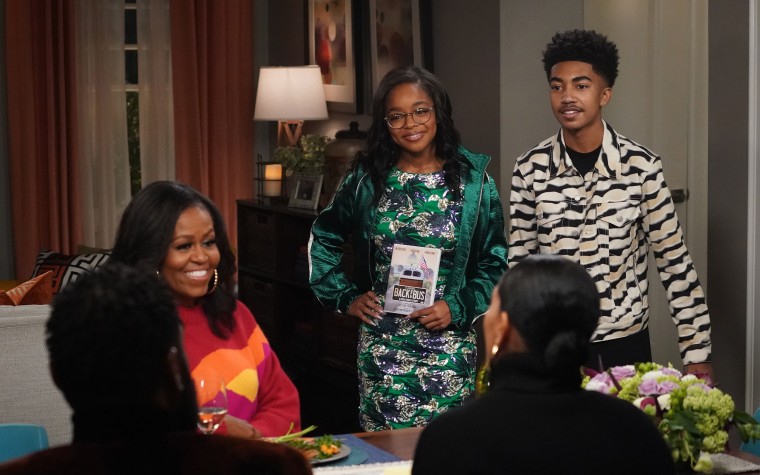 Michelle Obama with Miles Brown and Marsai Martin on "black-ish."