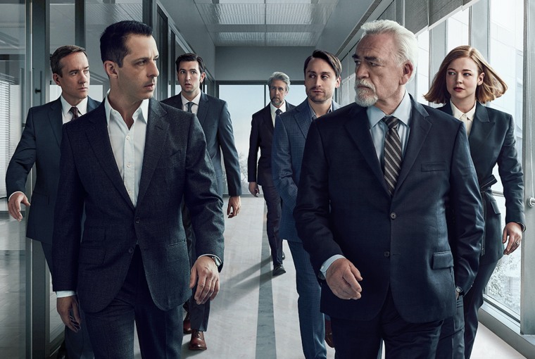 Roman (played by Kieran Culkin, third from right) is one of the Roy siblings battling it out for control over their family's company.