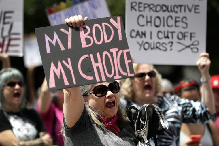 A group gathers to protest abortion restrictions at the State Capitol in Austin, Texas, on May 21, 2019.