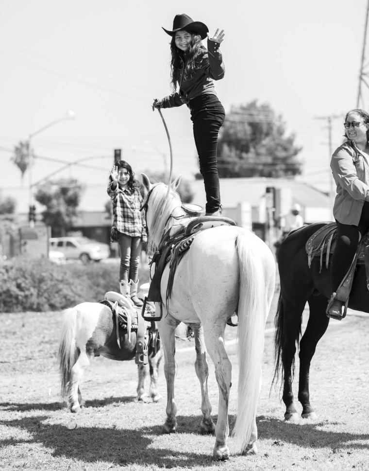 Two courageous sisters, Mia, 12, and Andrea, 7, demonstrate the trust and connection they have with their horses.