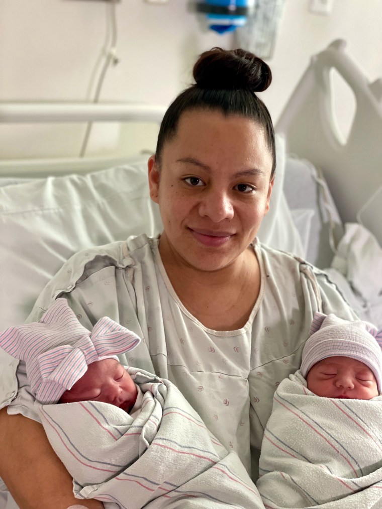 Image: Fatima Madrigal holds her twins, Aylin and Damian
