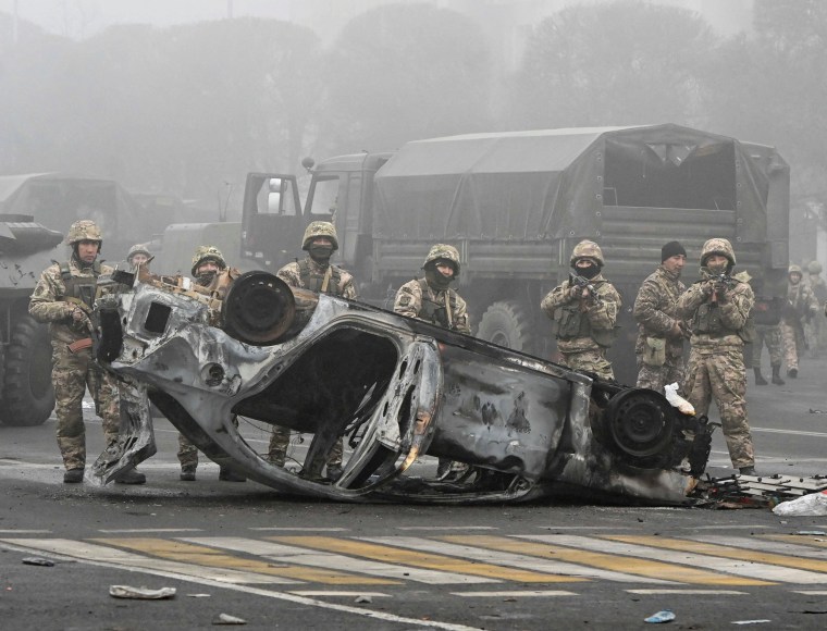 Image: Protests erupt after fuel price rise in Almaty