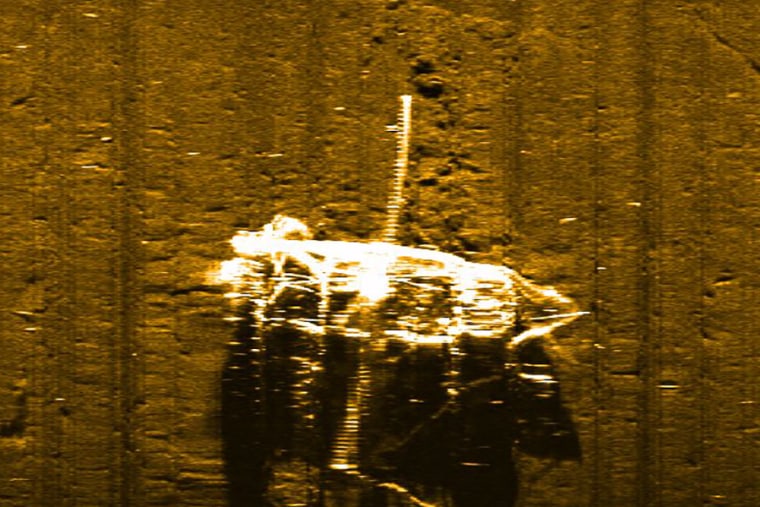 Side scan sonar image of the Emmy Rose on the seafloor captured on May 20, 2021.