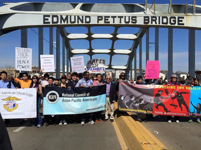 JACL members and other community organizers march in Selma on the 50th anniversary of the freedom march, on March 9, 2013.