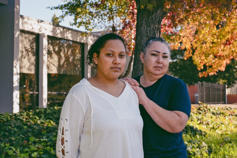 Maricruz Meza, left, and Maria del Carmen Gonzalez are among the workers at Amy’s Kitchen who describe an unforgiving workplace in the company’s factory that pushes them past the point of injury.